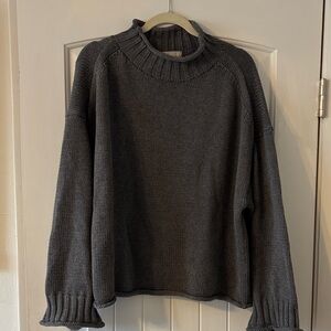 J. Crew Charcoal cotton roll neck sweater